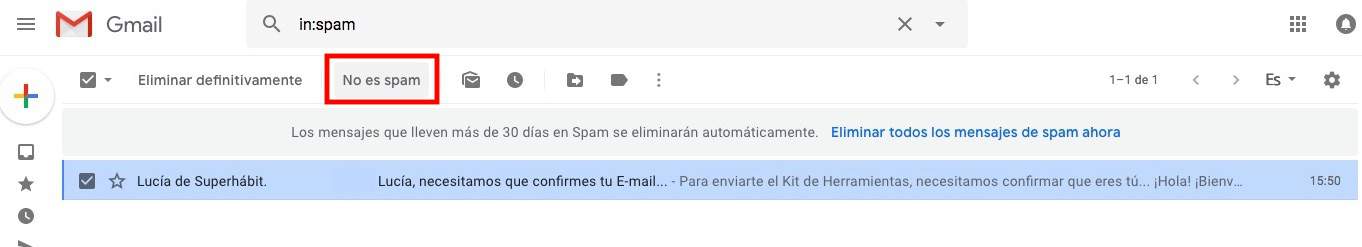 Gmail no es Spam