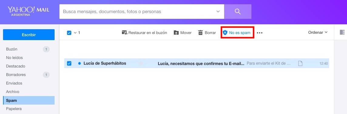Yahoo no es Spam